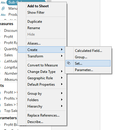 tableau dynamic sets