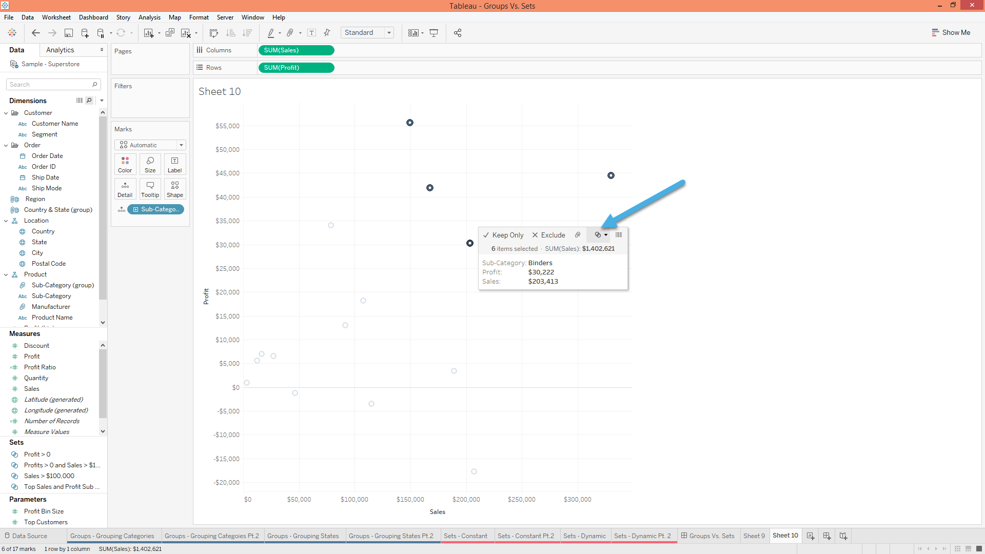 combined sets in tableau