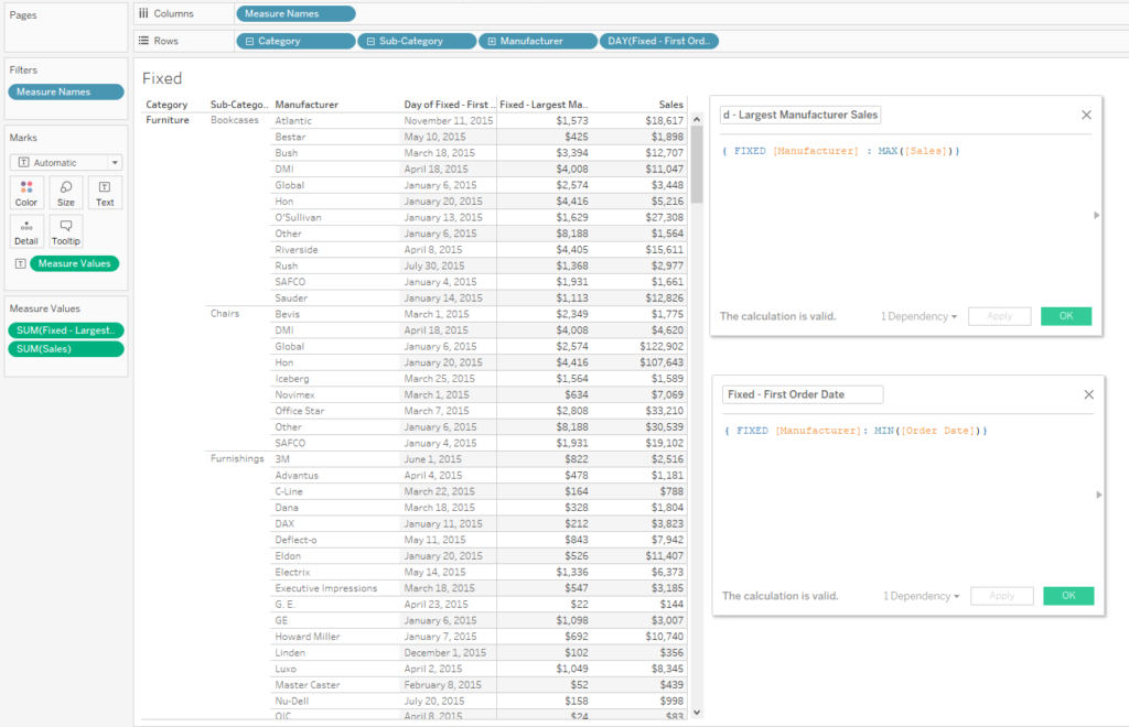 Tableau fixed lod