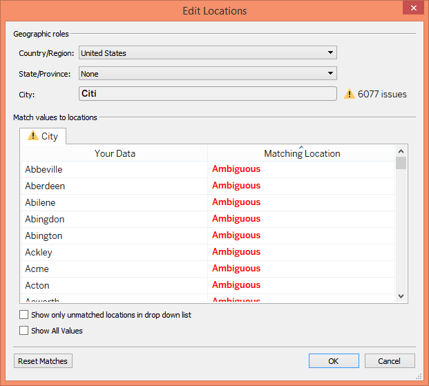 Tableau Maps Ambigous