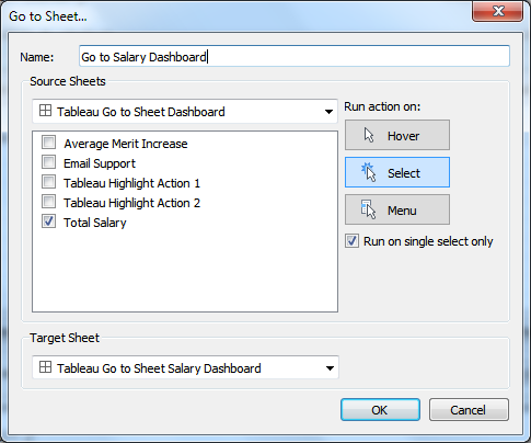 tableau go to sheet action